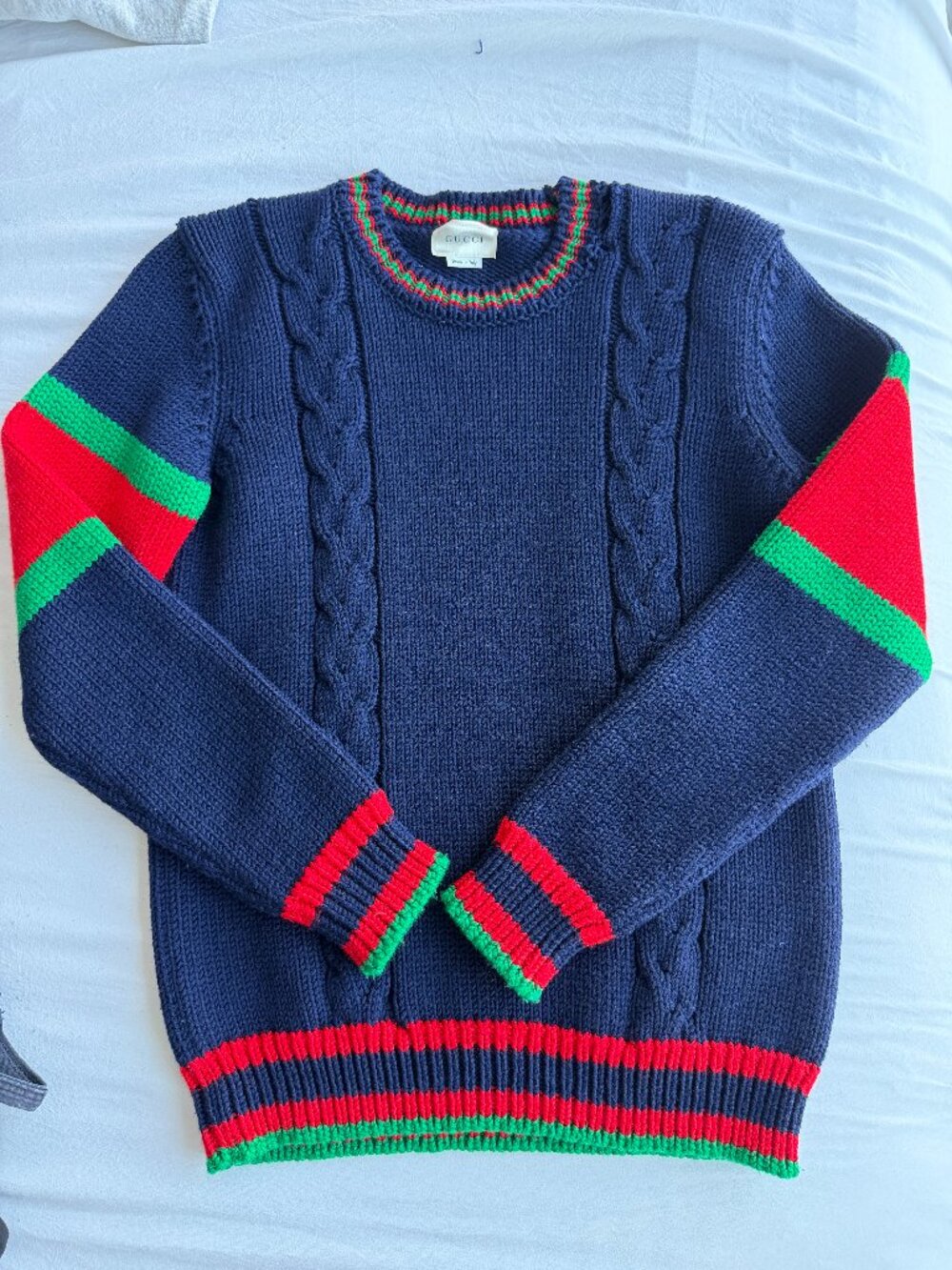 Gucci Cable Knit Wool Striped Sweater * Damaged
